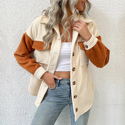 Damen Overshirt mit Taschen Farbkontrast Norvielle - Norvielle