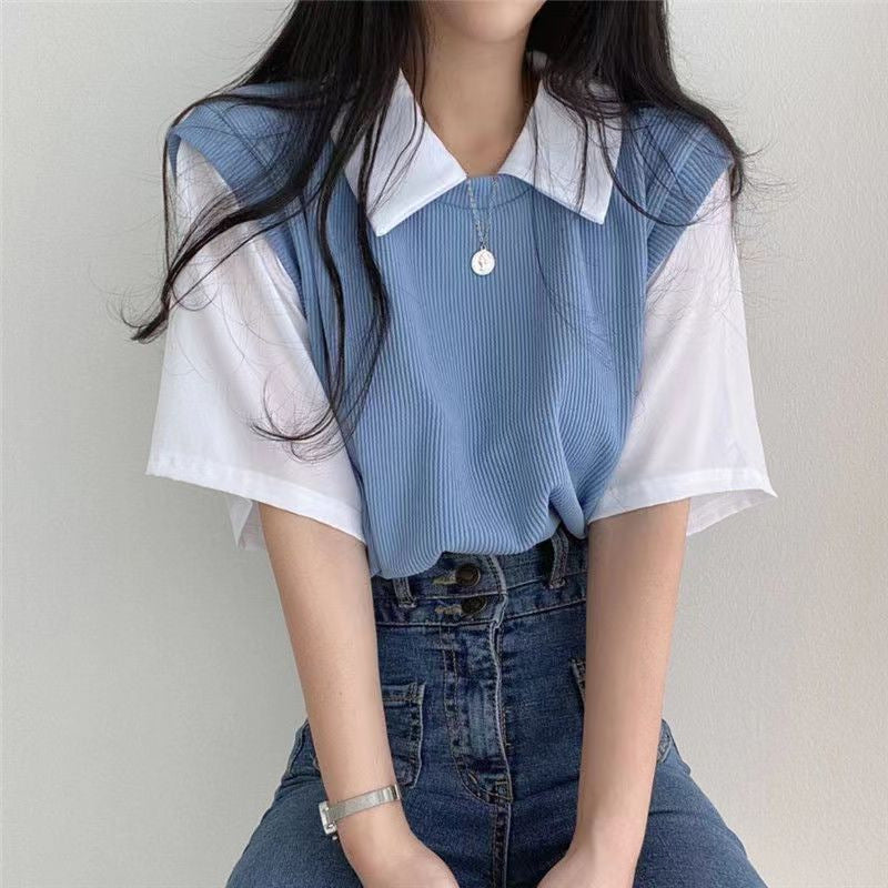 Damen Oversized Shirt Bequem Layering Effekt Weiß - Norvielle