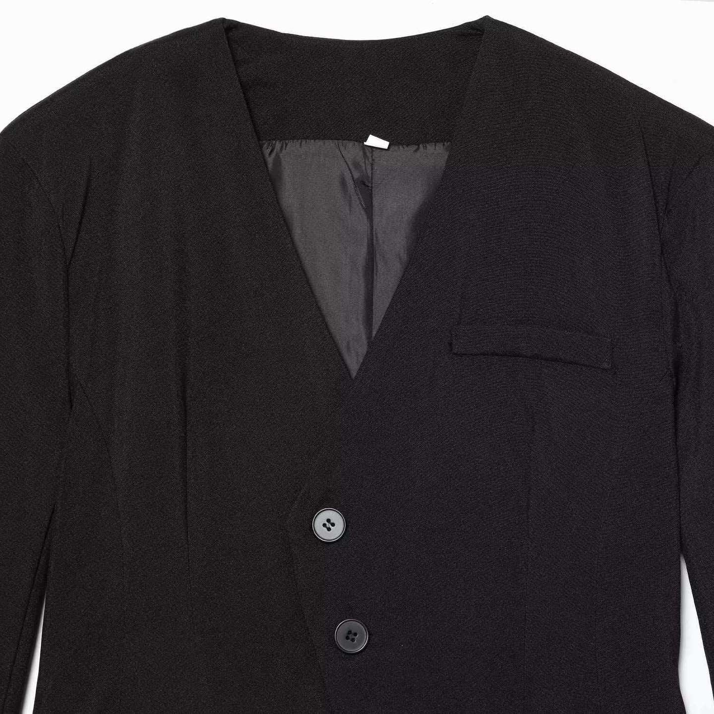 Damen Blazerjacke V-Ausschnitt Modern Knöpfe