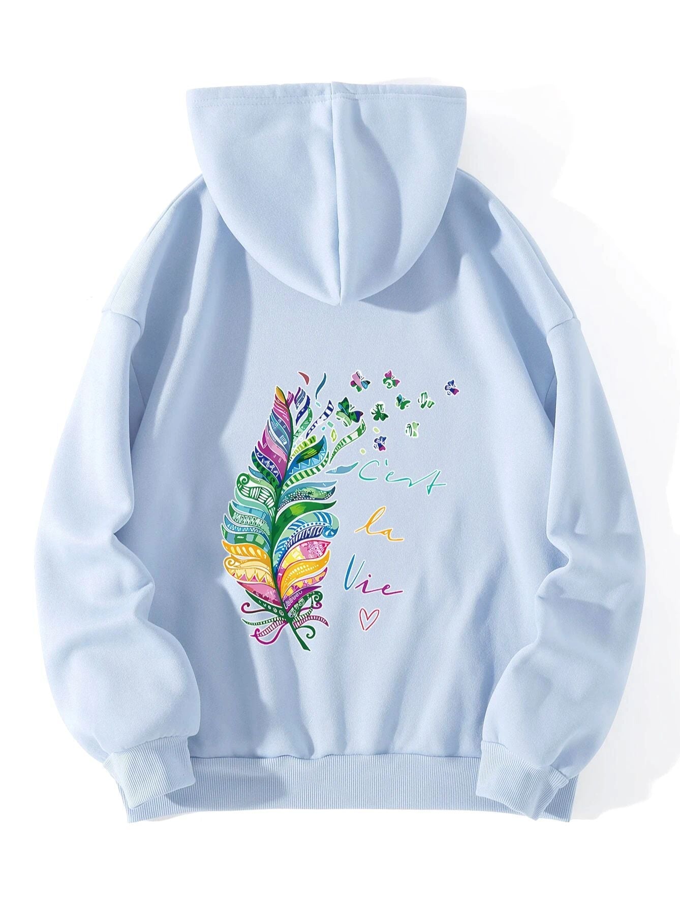 Damen Kapuzenpullover Bunt Federmuster