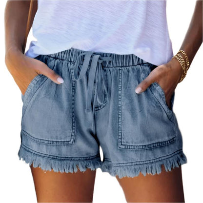 Norvielle Damen High-Waist Denim Shorts