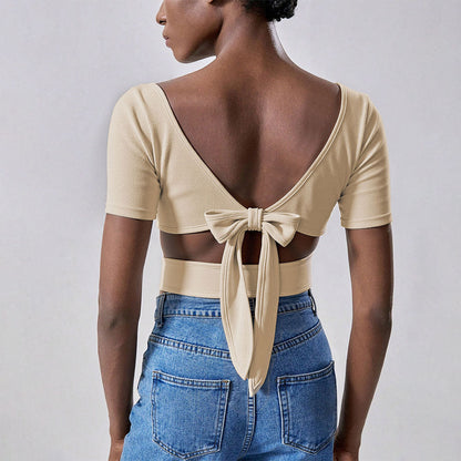 Damen Cropped T-Shirt Kurzärmelig Quadratausschnitt Norvielle