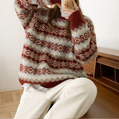 Damen Strickpullover Gemustert Herzförmig Norvielle