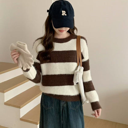 Damen Kuschelpullover Gestreift Norvielle
