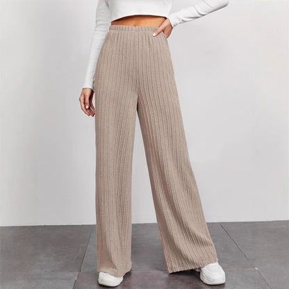 Damen Rippstrick-Hose Hochwerder Bund Seitentaschen Schwarz Norvielle - Norvielle