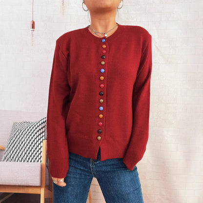 Damen Strickjacke Farbenfroh Mit Knöpfen Norvielle