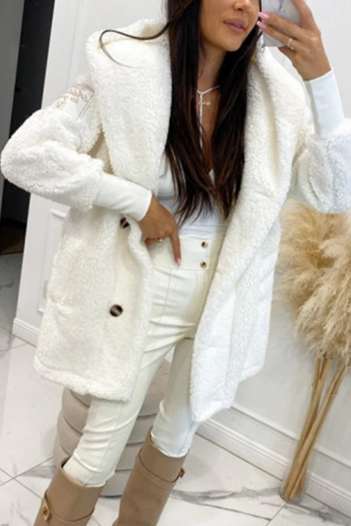 Damen Teddyfelljacke Klassischer Kragen Praktische Taschen Norvielle