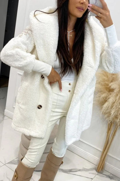 Damen Teddyfelljacke Klassischer Kragen Praktische Taschen Norvielle