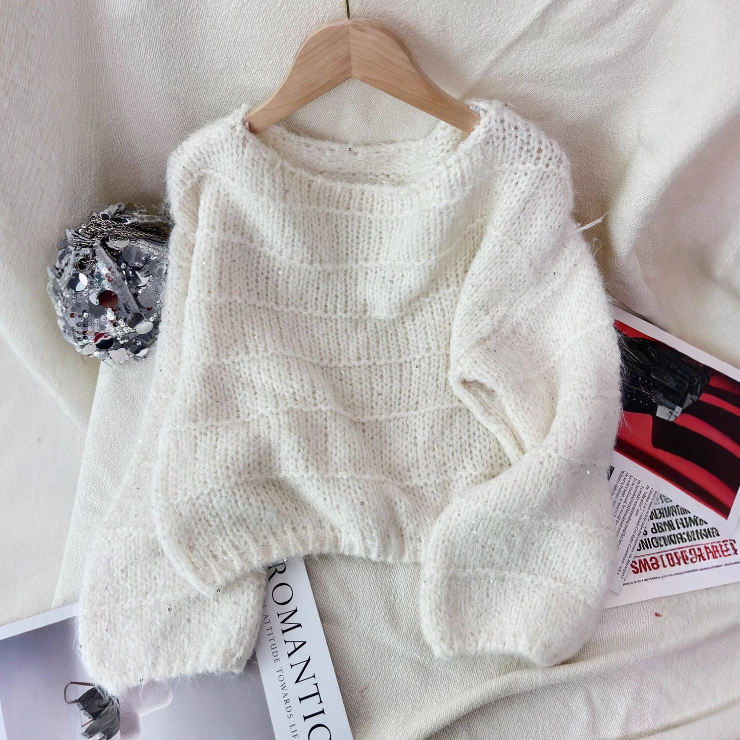Damen Grobstrickpullover Lässig Ballonärmel Norvielle - Norvielle