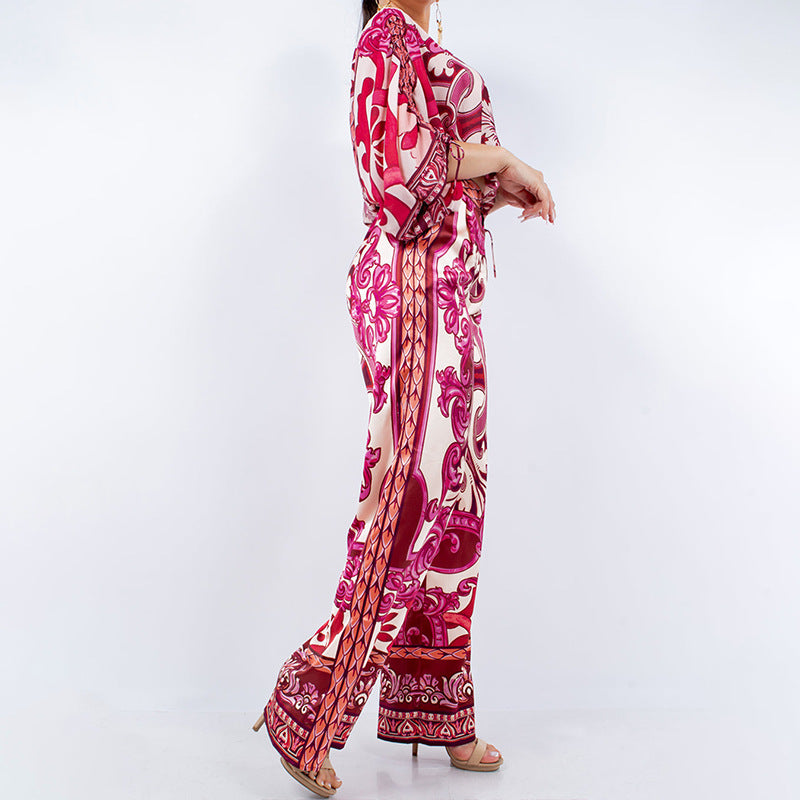 Damen Kombinationsoutfit Weites Bein Elegantes Muster