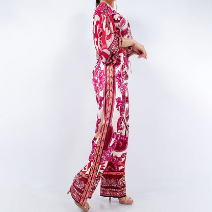 Damen Kombinationsoutfit Weites Bein Elegantes Muster