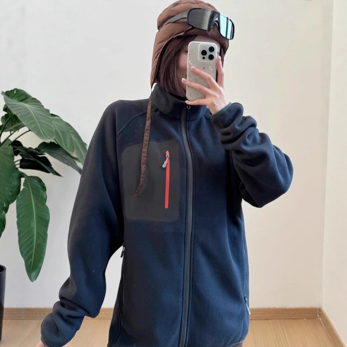 Damen Fleecejacke Norvielle Mit Taschen Hocher Kragen