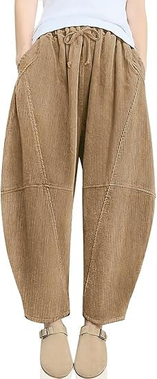 Damen High-Waist Freizeithose Kordelzug Beige