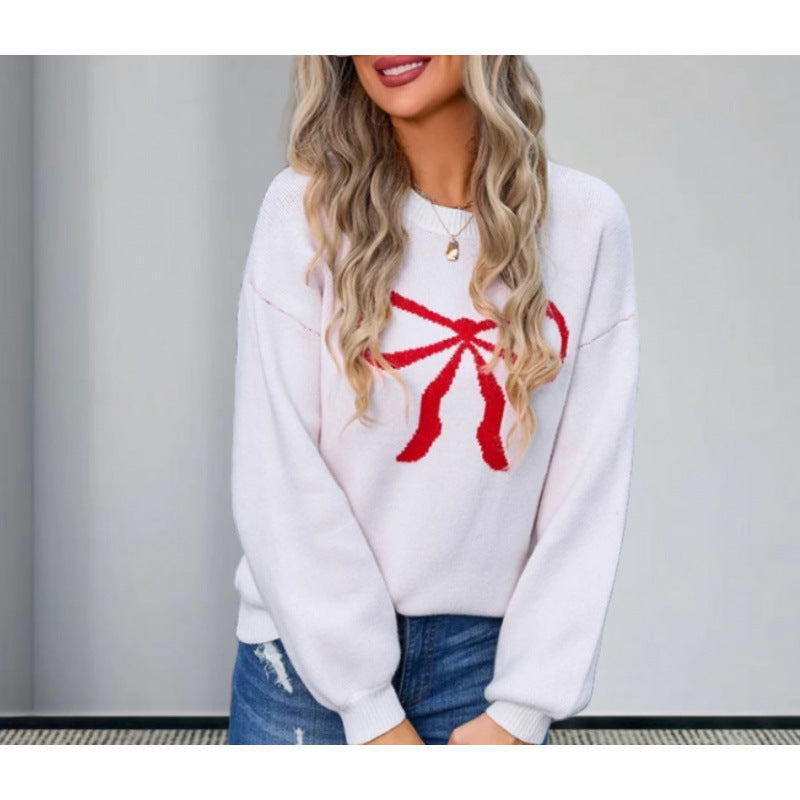 Damen Oversized Pullover mit Schleifen-Design Norvielle
