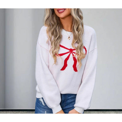 Damen Oversized Pullover mit Schleifen-Design Norvielle