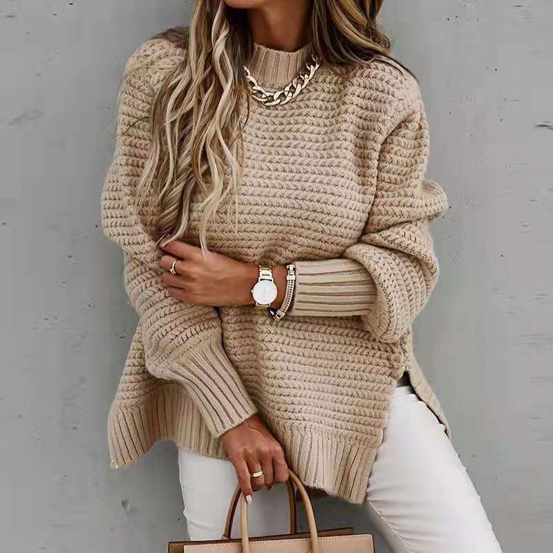 Damen Strickpullover Waffle-Muster Weite Ärmel Norvielle