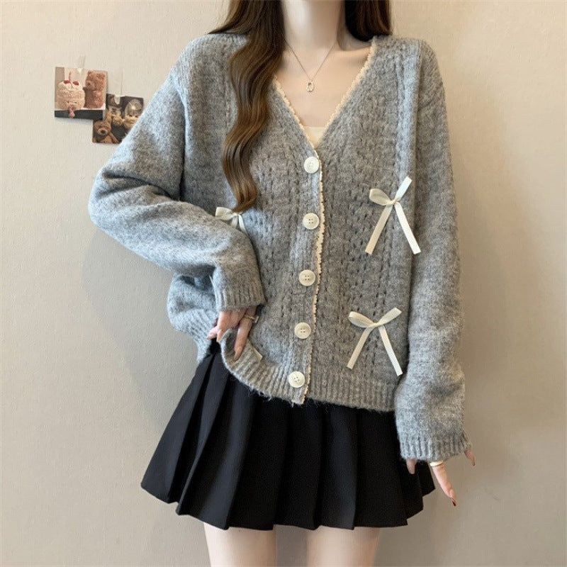 Damen Strickcardigan mit Schleifen Norvielle