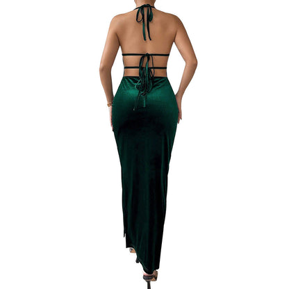 Damen Maxikleid mit Trägerdesign und Seitenschlitz