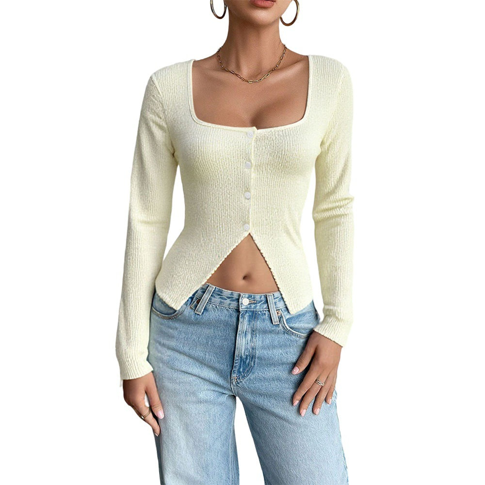 Damen Langarm-Cardigan Lässiger Schnitt Dekorative Knöpfe Norvielle