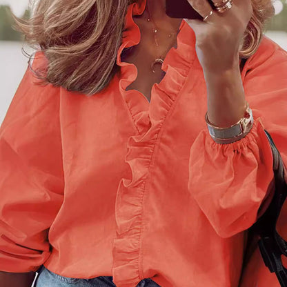 Damen Bluse Rüschendetail Elegante Bluse