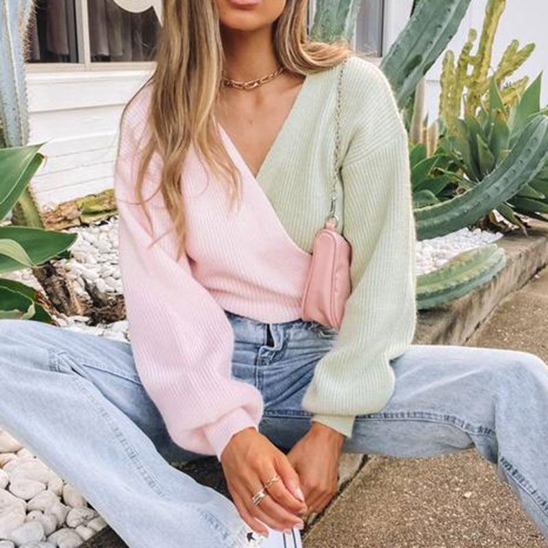 Damen Pullover V-Ausschnitt Strukturierter Look Ärmel Norvielle - Norvielle
