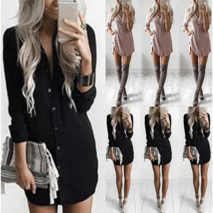 Damen Hemdblusenkleid mit Knöpfen und Taillenbindung Norvielle