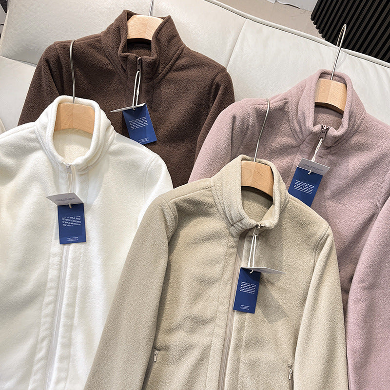 Damen Fleecejacke Hochkragen Reißverschlusstaschen Norvielle