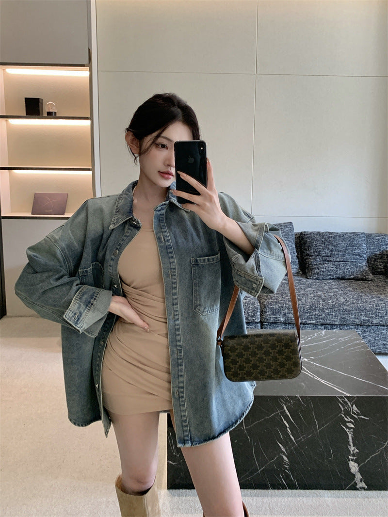 Damen Oversize Denim Hemd