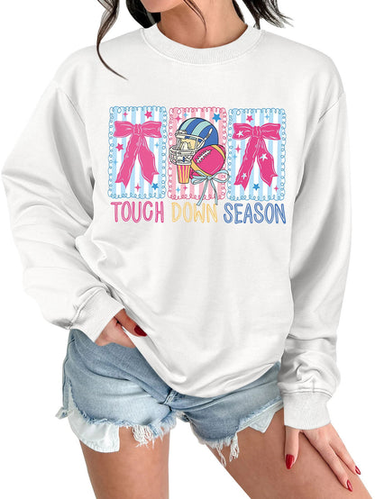 Damen Sweatshirt Football Motiv Lässig Grün