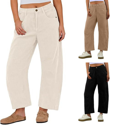 Damen Cordhose Weite Passform mit seitlichen Eingrifftaschen Norvielle - Norvielle