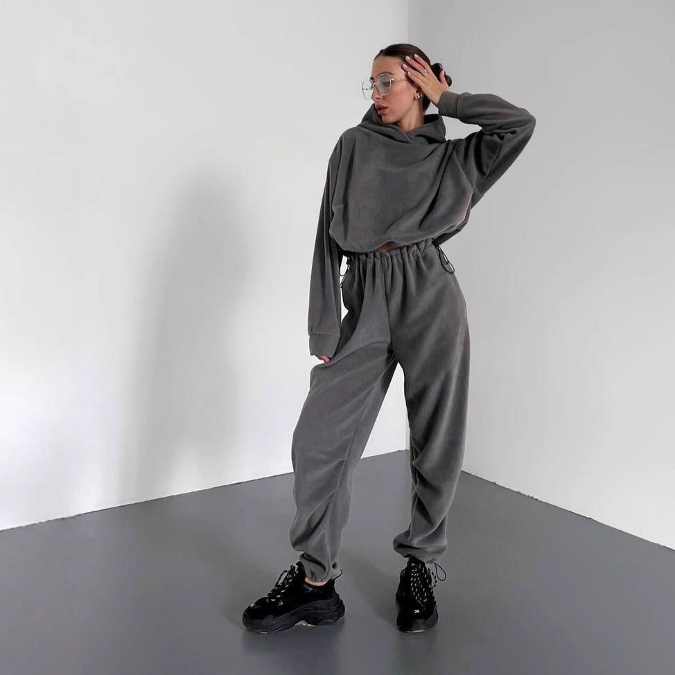Damen Fleece-Jumpsuit mit Kapuze Elastischer Bund Norvielle