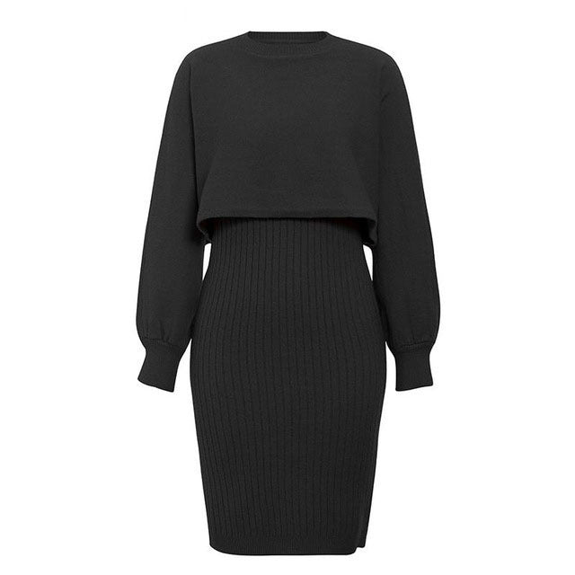 Damen Strickkleid Cropped-Oberteil Norvielle