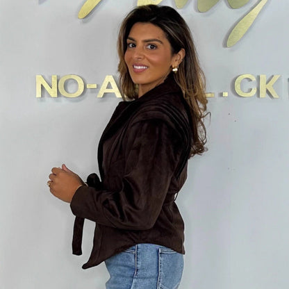 Damen Wildlederjacke mit Taillengürtel - Norvielle