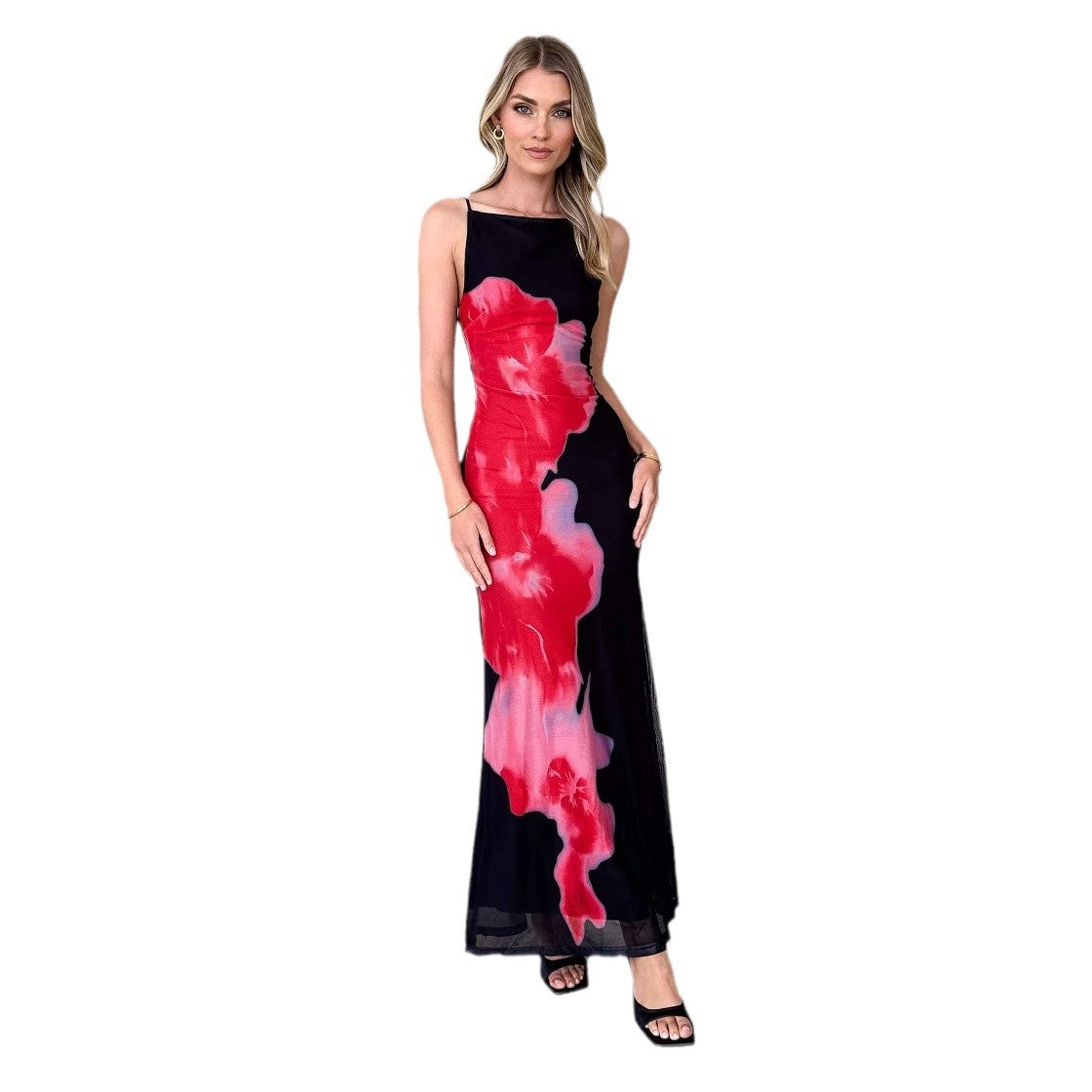 Damen Maxikleid Floralmuster Schmale Träger Norvielle