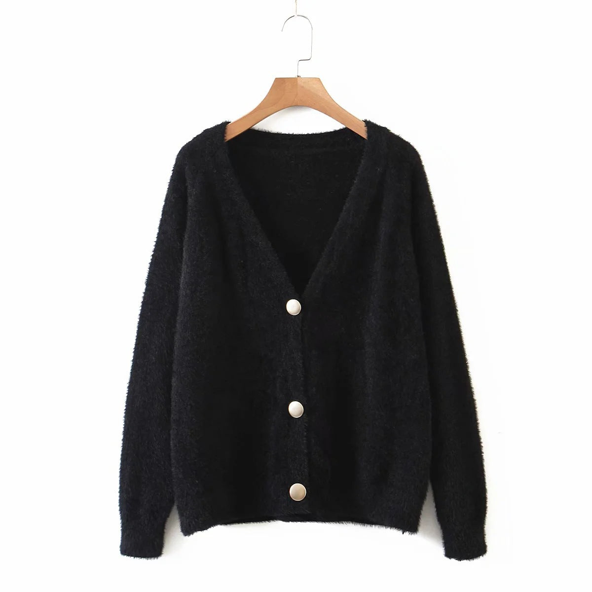 Damen Strickjacke Oversize Große Knöpfe Beige