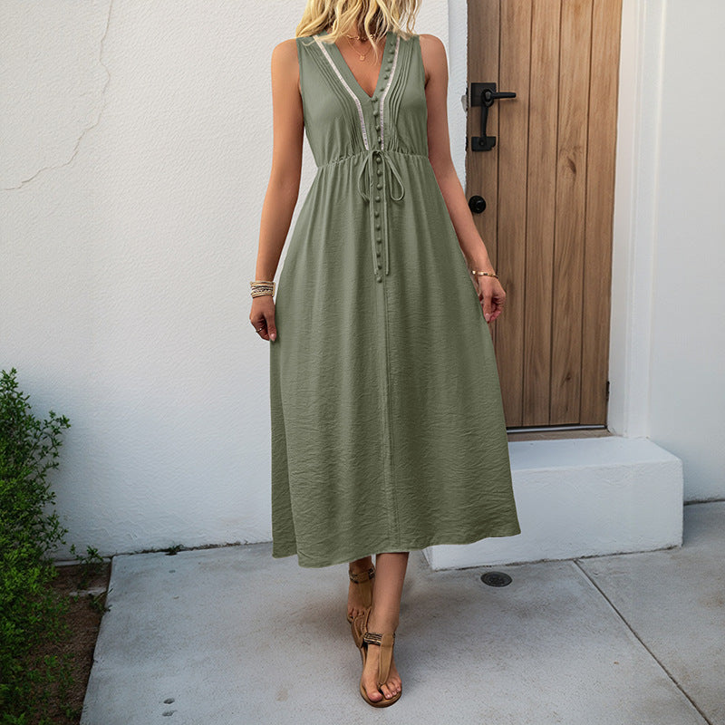 Damen Wickelkleid Langarm Elastisch Mit Knöpfen