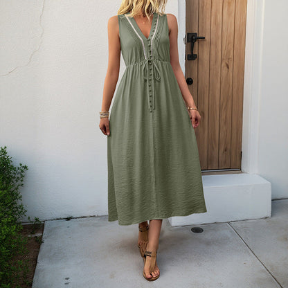 Damen Wickelkleid Langarm Elastisch Mit Knöpfen