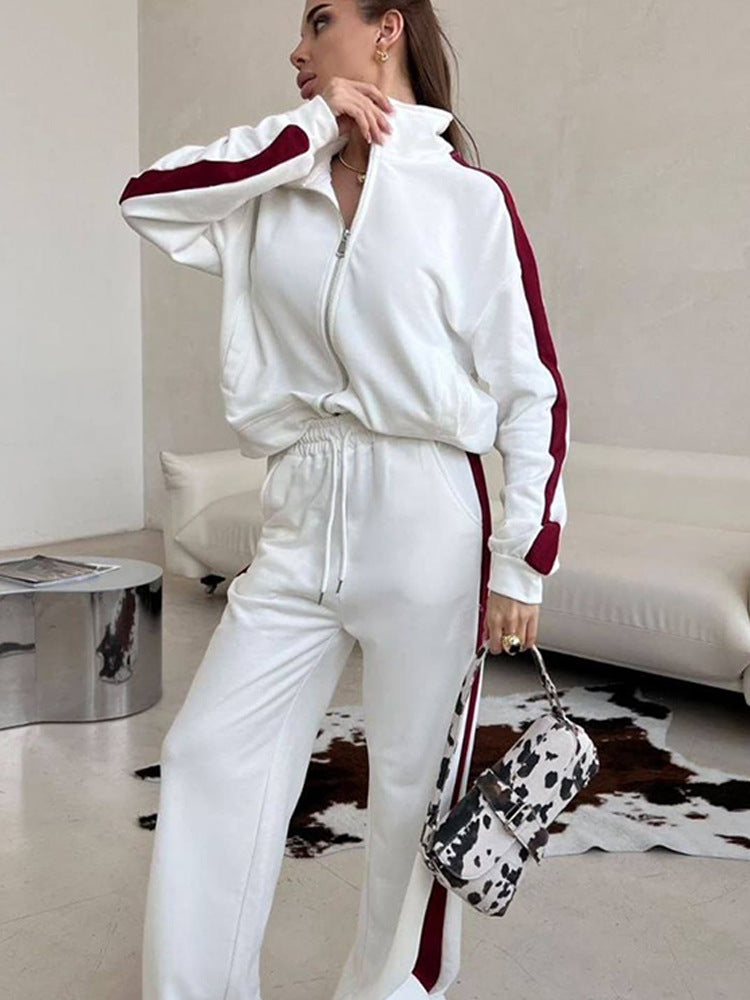 Damen Fleece Outfit mit hohem Kragen und Reißverschluss