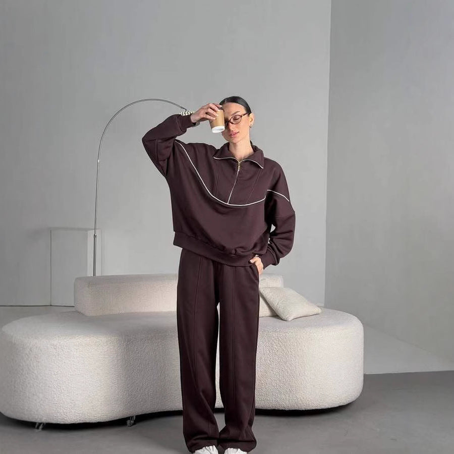 Damen Sweat-Anzug-Set Halbzipper Lässiger Schnitt Norvielle