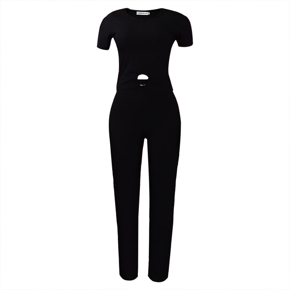 Damen Jumpsuit Hochgeschnitten Schlitz Norvielle