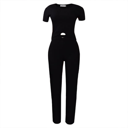 Damen Jumpsuit Hochgeschnitten Schlitz Norvielle
