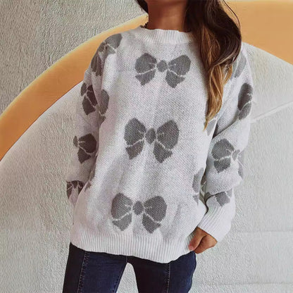 Damen Pullover Verspieltes Schleifenmuster Norvielle
