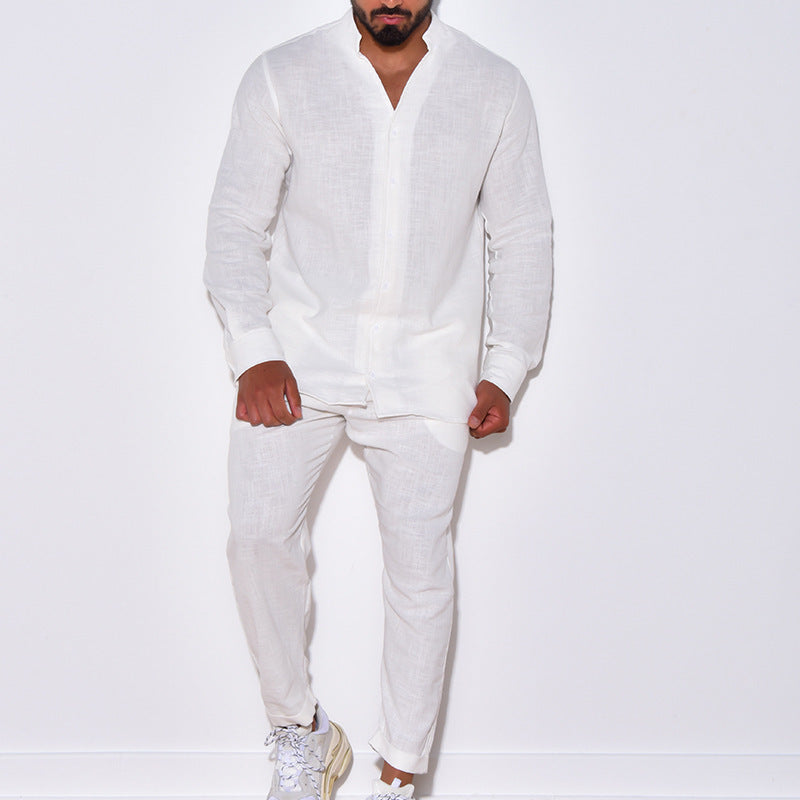 Herren Leinenanzug Luftig Beige Norvielle