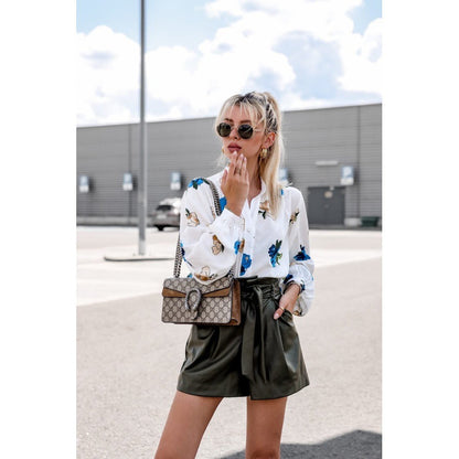 Damen Bluse mit Ballonärmeln Floralmuster