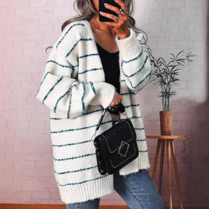 Damen Strickjacke Kontraststreifen Norvielle - Norvielle