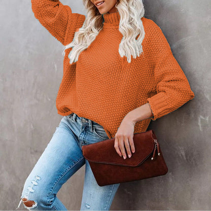 Damen Grobstrickpullover Rollkragen Lässig Norvielle