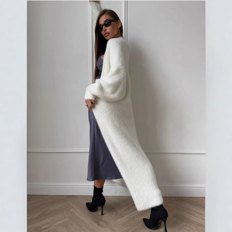 Damen Langstrickmantel Flauschig Elegant Norvielle
