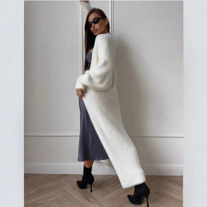 Damen Langstrickmantel Flauschig Elegant Norvielle