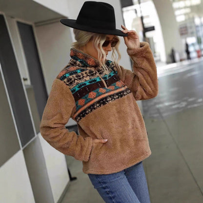Damen Fleece-Pullover Kuschelig Reißverschluss Norvielle