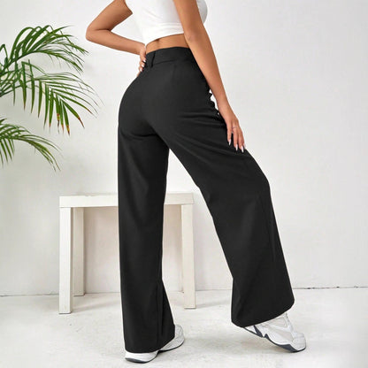 Damenweite Hose Hochbund Elegant Knöpfe